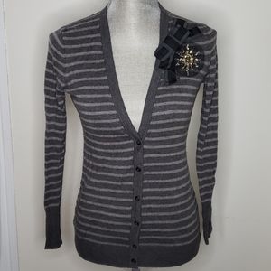 Loft cardigan in gray stripes